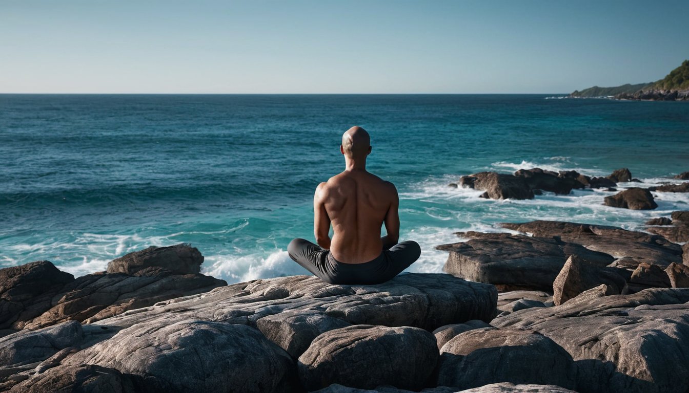 Men's mental wellness activities, man meditation calm mindfulness health